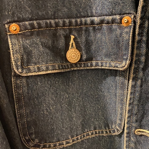 RRL by RALPH LAUREN Size XL Blue Taupe Cotton RARE Trucker Jacket - Picture 6 of 13